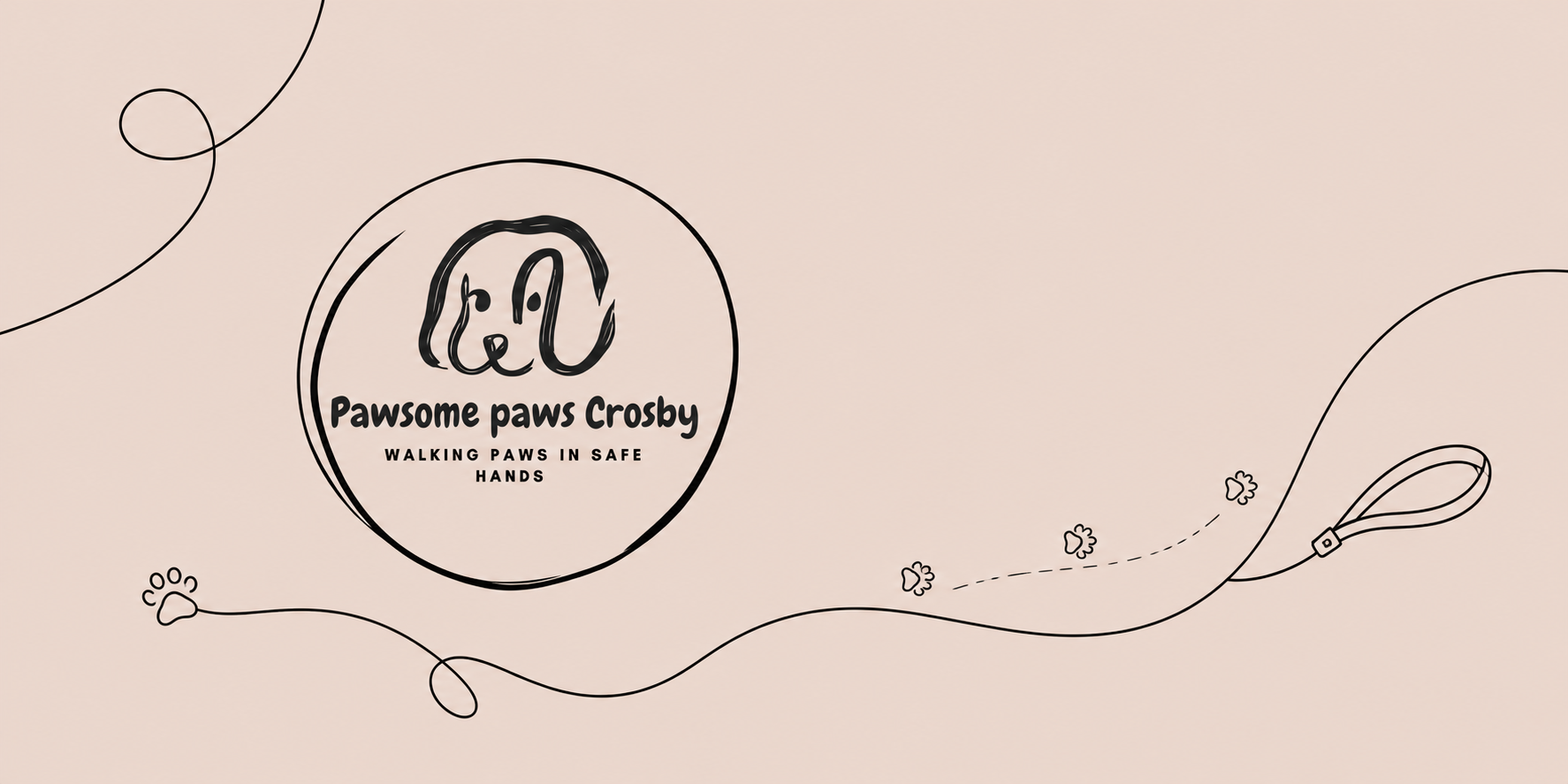 Pawsome Paws Crosby branded website header showing the platform in action